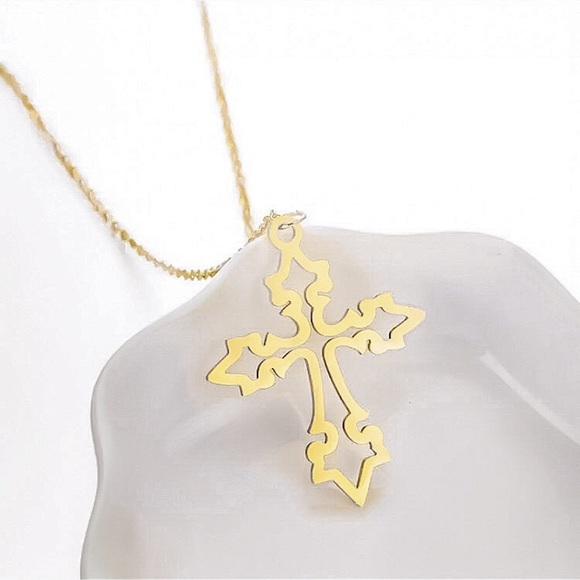 ⚜️[𝟯/$𝟭𝟴]⚜️NEW Filigree Cross Stainless Steel Necklace - Picture 8 of 11